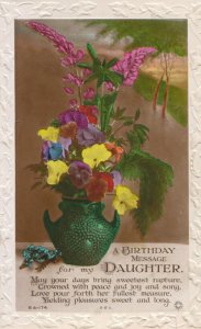 Greetings Postcard - A Birthday Message For My Daughter - Real Photo  Ref TZ3237