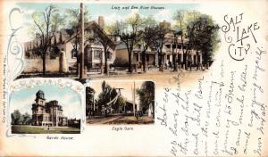 SALT LAKE CITY  UTAH-MULTI VIGNETTE IMAGES-BEEHIVE HOUSES-GARDA POSTCARD 1907