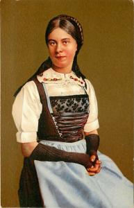 Vtg. Postcard Canton Zurich Wehntalermadchen Woman Traditional Dress Switzerland