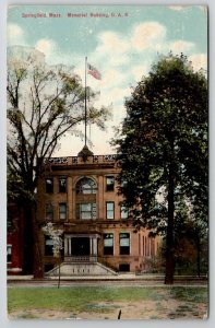 Springfield Mass Memorial Building G.A.R. Massachusetts Postcard L30