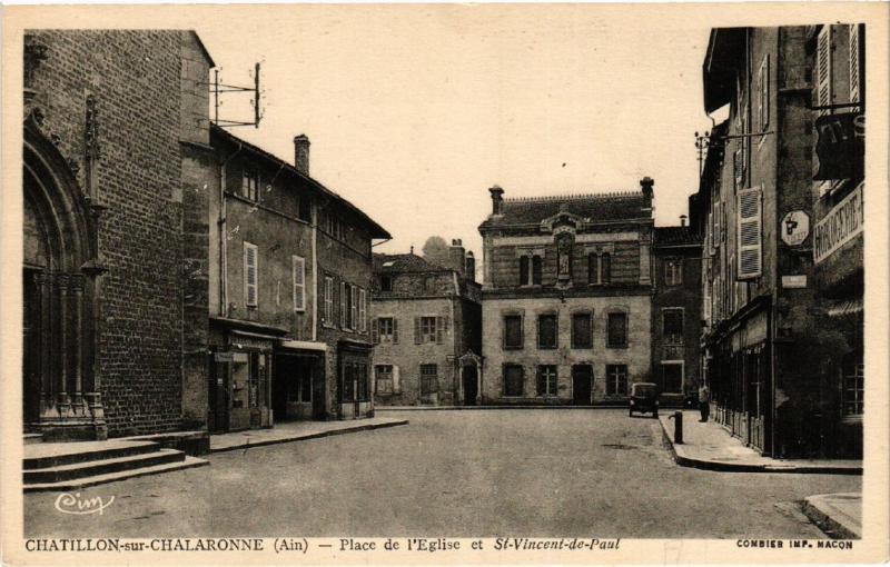 CPA AK CHATILLON-sur-CHALARONNE Place l' Église et St-Vincent-de-PAUL (486196)