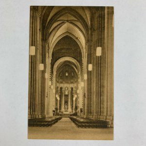 Postcard New York City NYC Cathedral St John Divine Altar Bronze Door 1940s