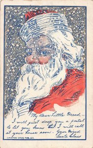 J84/ Santa Claus Christmas Postcard c1910 Snow Storm Beard 448