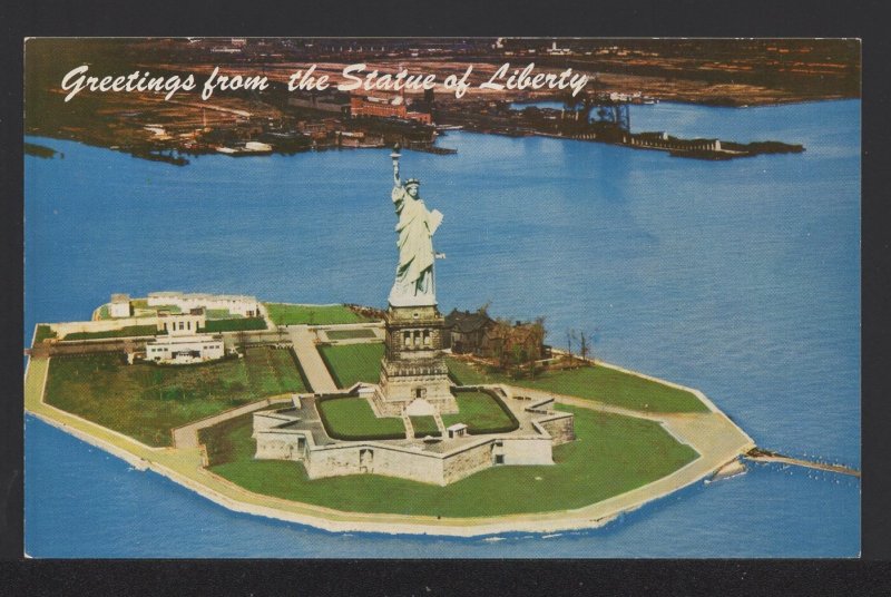 New York City Greetings from the Statue of Liberty Bedloe's Island ~ Chrome