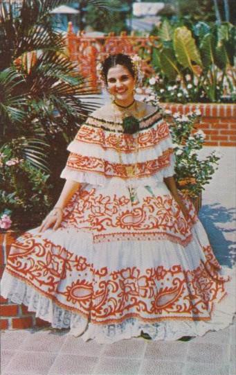 Panama Beautiful Young Lady Wearing The Pollera Typical Costume