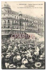 Old Postcard Wine Harvest Wine Montpellier Meeting of 9 June 1907 parade begg...