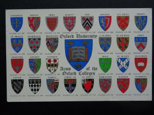 Oxfordshire OXFORD UNIVERSITY ARMS OF THE COLLEGES - Old Plane Backed Postcard