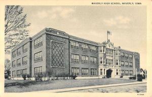 Waverly Iowa High School Exterior Street View Antique Postcard K17980