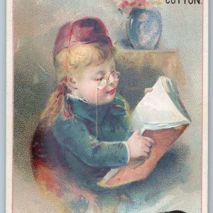 c1880s Bellows Falls VT Clark's Mile End String Girl Read Fez Hat Trade Card C54