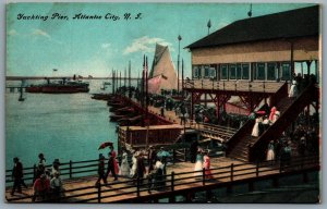 Postcard Atlantic City NJ c1900s Yachting Pier Boats Boardwalk People