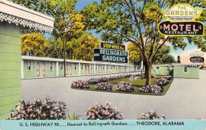 Theodore Alabama The Gardens Motel Restaurant Vintage Postcard AA27074