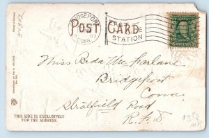 Ellen Clapsaddle Signed Postcard Christmas Holly Berries Candles Bridgeport CT