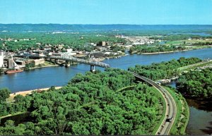 Wisconsin La Crosse Showing US HIghwaays 14-16 Bridge Over The Mississippi River