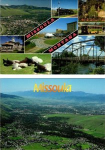 2~4X6 Postcards Missoula, MT Montana CITY SCENES~Bridge, Courthouse++ & AERIAL