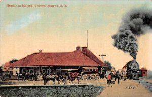 Malone New York Train Station Malone Junction Vintage Postcard AA22082