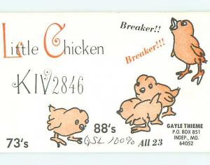 Chicken Chicks - Qsl Ham Radio Card Independence Missouri MO t1251