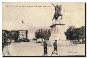 Old Postcard Montpellier Statue of Louis XIV and the Chateau d'Eau