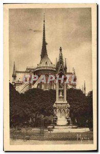 Postcard Old Paris Cathedrale Notre Dame the apse and the Fountain Square Arc...