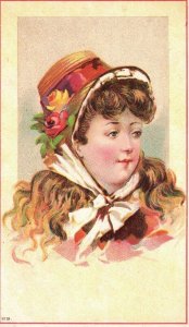 1880s-90s Young Woman in Bonnet Portrait Trade Card