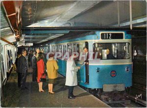 Postcard Modern Paris Metro on tires Oar Colors and Light station France