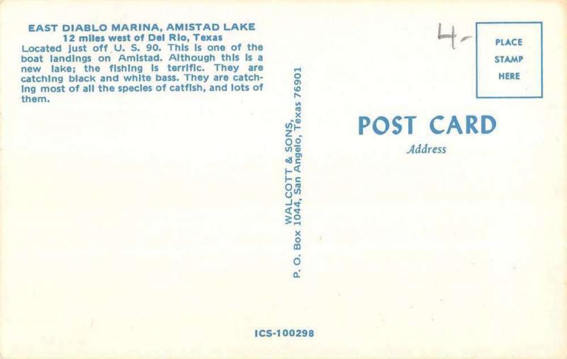 Del Rio Texas Diablo Marina Amistad Lake Vintage Postcard K42582