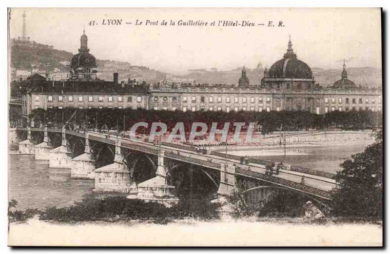 The Lyon Bridge Guillotire st l & # 39Hotel-God- Old Postcard