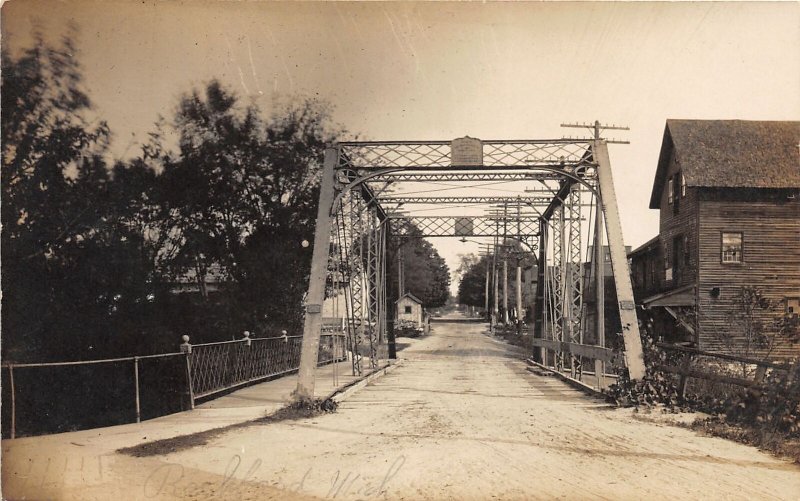 J59/ Rockford Michigan RPPC Postcard c1910 Steel Bridge Buildings 224