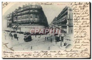 Old Postcard Marseille Rue de la Republic Tram