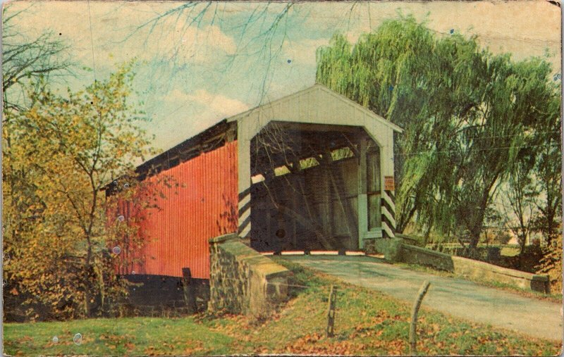 Greetings From Pennsylvania Dutch Country PA Covered Wooden Bridge Postcard WOB  