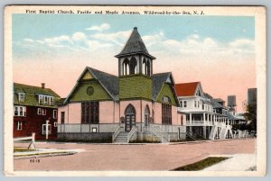 1923 FIRST BAPTIST CHURCH PACIFIC MAPLE AVENUE WILDWOOD BY-THE-SEA NJ POSTCARD