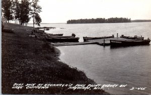 1940s Boat Dock Kavanaugh's Pine Point Resort Hayward WS Real Photo Postcard