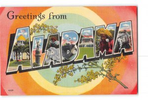 Alabama AL Big Letter Greetings Postcard 1930-1950