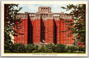 Chicago Illinois 1950s Postcard Stevens Hotel