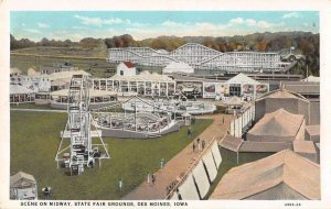 Des Moines Iowa State Fair Grounds Midway Roller Coaster Ferris Wheel PC AA16944