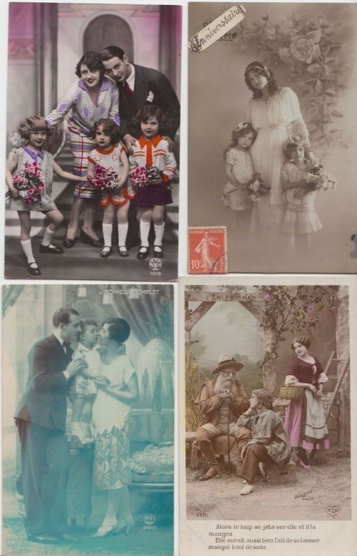 PARENTS & CHILDREN GLAMOUR 38 REAL PHOTO Vintage Postcards pre-1940 (L2974)