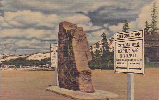 Colorado Denver Markers At The Summit Of Berthoud Pass Alt 11315 Feet Above T...