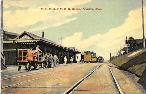 Franklin MA Railroad Station Train Depot in 1913 Postcard