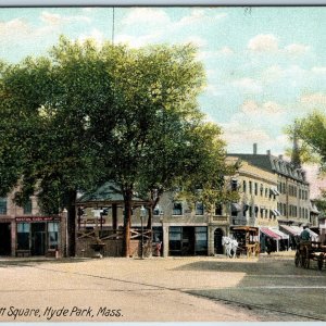 c1910s Hyde Park MA Everett Square Downtown Main St Market Boston Cash Mass A203