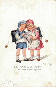 Artist Signed E. Frank Baby Die Besten Wünsche Zum Ersten Vintage Postcard 06.53