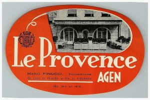 Hotel Le Provence Agen France Luggage Label Vtg Sticker Stamp Poster  