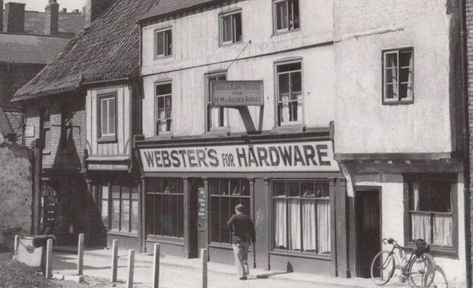 Websters Hardware Store at Newgate York Old Vintage Bicycle View Hostel Postcard