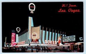 LAS VEGAS, NV Nevada ~ Night Neon New HORSESHOE CLUB c1950s Cars Postcard