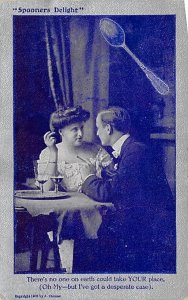 Man and Woman Sitting Close on the Beach Spoon Unused 