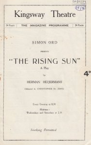 The Rising Sun Drama Jewish Herman Hiejerman Kingsway Theatre Programme