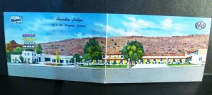 Postcard AZ Kingman Arcadia Lodge Motel c1950s Route 66 Double Folding C37