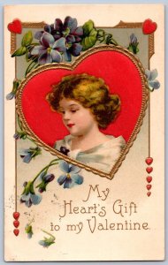 K48/ Valentine's Day Love Holiday Postcard c1910 Child Heart 155