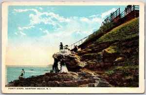 Forty Steps Newport Beach Rhode Island RI Tourist Attraction Postcard