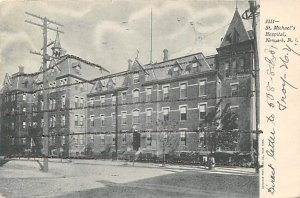 St Michael's Hospital Newark, New York, USA 1905 writing on front, glitter on...