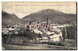 Postcard Old Embrun Mountain in background general view of Saint Sauveur