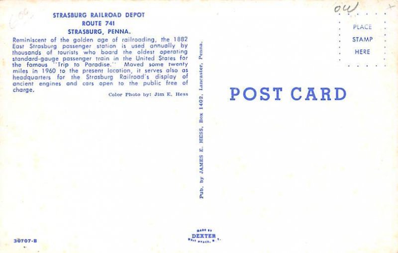Strasburg Railroad Depot Strasburg, Pennsylvania PA  